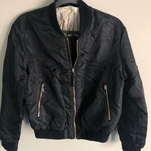 Zara Basic Outerwear Black Bomber Jacket